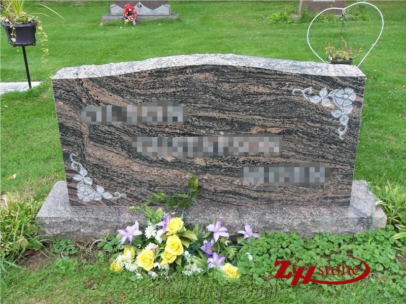 Good Quality Wave Edge Design with Cross Engraving Indian Red/ Imperial Red Granite Tombstone Design/ Western Style Monuments/ Upright Monuments/ Headstones/ Cross Tombstones