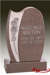 Own Factory Good Quality Rose Carving Polished Tombstone Design/ Western Style Monuments/ Upright Monuments/ Headstones/ Monument Design