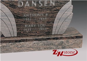 Own Factory Good Quality Unique Design Flower Style Multicolor Red Granite Upright Monuments/ Headstones/ Monument Design/ Single Monuments/ Gravestone