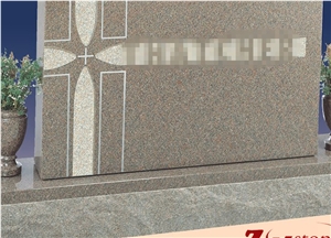 Own Factory Straight Style Cross Engraving with Double Side Vases G635/ Anxi Red Granite Upright Monuments/ Headstones/ Monument Design/ Single Monuments/ Gravestone