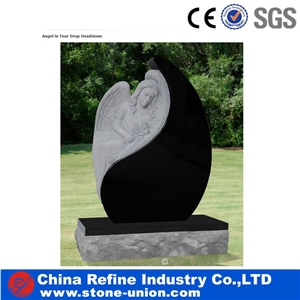 Absolute Black Granite with Angel& Western Style Tombstone&Granite Monument&Shangxi Black Granite Gravestone &Weeping Angel Headstone