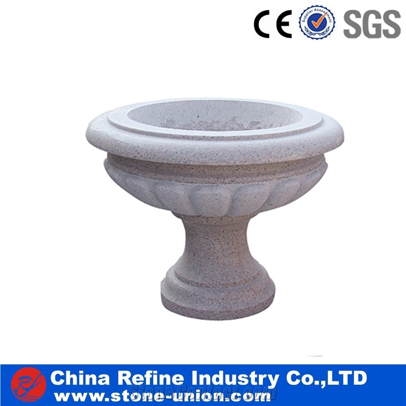 Beige Granite Carved Factory Flower Pot ,G682 Flower Stand,Exterior Flower Vase for Garden