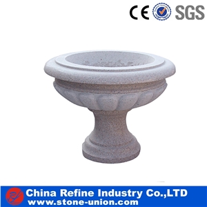Beige Granite Carved Factory Flower Pot ,G682 Flower Stand,Exterior Flower Vase for Garden