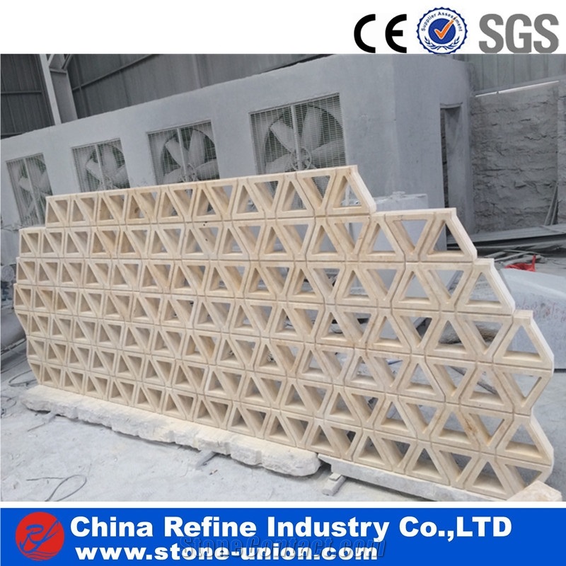 Honed Limestone 3d Wall Tiles, Chinese Limestone, Yellow Limestone,Interior Design 3d Wall Decoration Art Works Customized Design