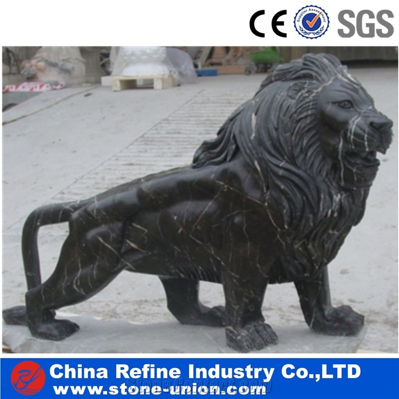 Stone Lion Statue for Sale, Red Marble Lion Statues, Life Size Lion Statue,Stone Lion Statue with Ball
