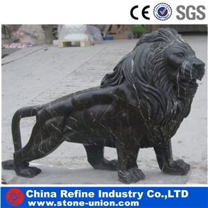 Stone Lion Statue for Sale, Red Marble Lion Statues, Life Size Lion Statue,Stone Lion Statue with Ball