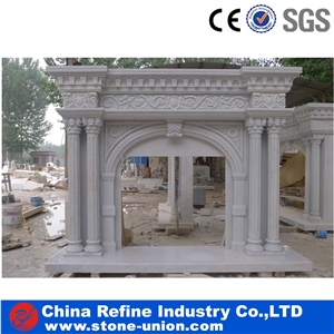 White Marble Fireplace Surround for House ,China Cheap Hand Carved Stone Indoor Use White Marble Fireplace
