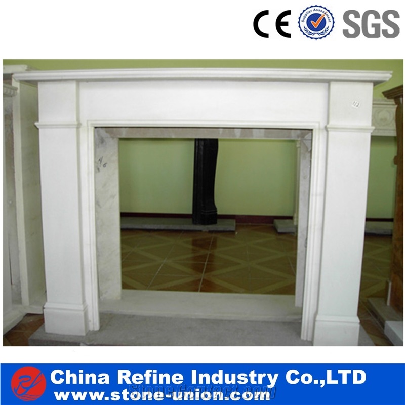 White Marble Fireplace Surround for House ,China Cheap Hand Carved Stone Indoor Use White Marble Fireplace
