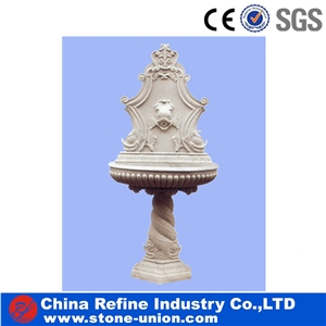 White Marble Fountain for Garden , Garden Water Fountains,Rolling Ball Water Fountain , Three Levels Fountain