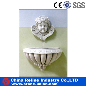 White Marble Fountain for Garden , Garden Water Fountains,Rolling Ball Water Fountain , Three Levels Fountain
