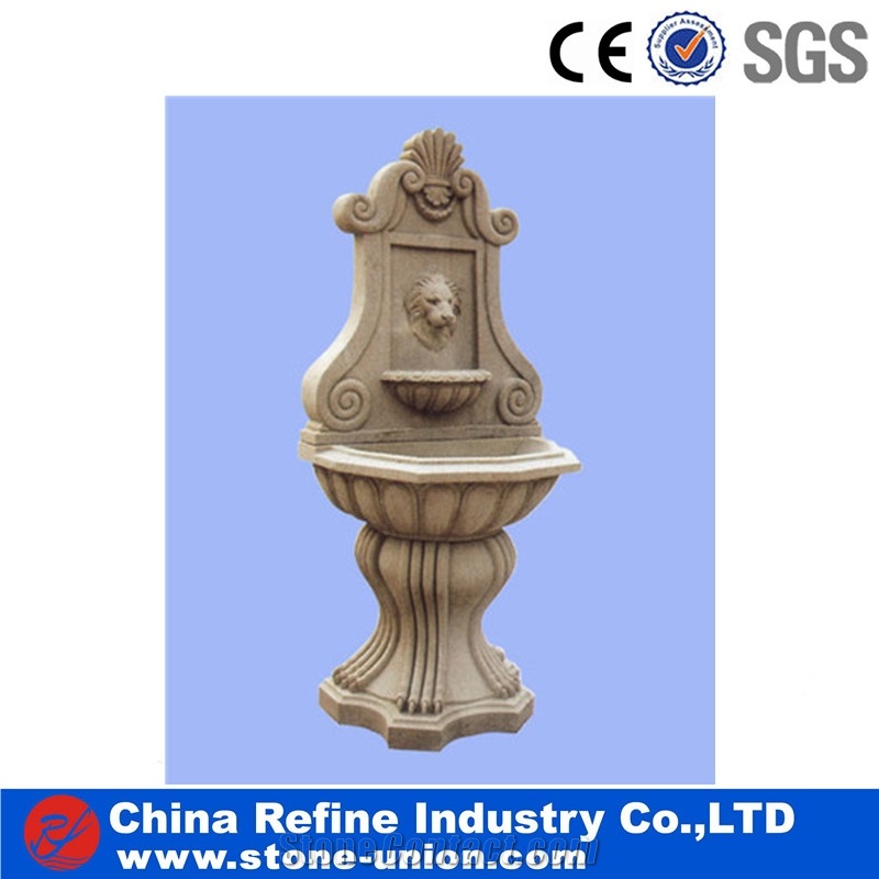 White Marble Fountain for Garden , Garden Water Fountains,Rolling Ball Water Fountain , Three Levels Fountain