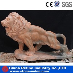 White Marble Lion Statue , Standing Lion Statue , Life Size Chinese Animal Statue