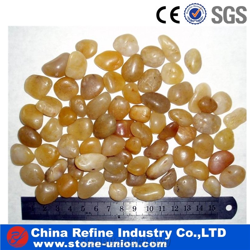 Yellow Decorative River Pebble Stone,Gravel Stone Driveways,Different Sizes Pebble River Stone for Decoration in Landscaping ,Garden , Walkway