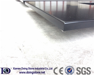 Pure Black Quartz Stone Countertop,Grain Quartz Stone Kitchen Worktop,2+2cm Custom Countertop,2cm Polished Countertop for Kitchen002