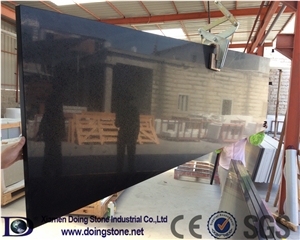 Pure Black Quartz Stone Countertop,Grain Quartz Stone Kitchen Worktop,2+2cm Custom Countertop,2cm Polished Countertop for Kitchen002