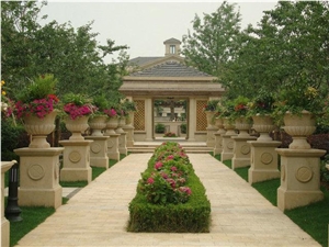 Yellow Rust Beige Granite Flower Pots, Exterior Flower Pots