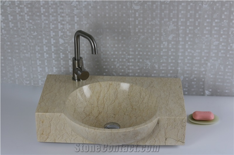 Black Marble Round Sink Nero Marquina Solid Surface Basin For Bathroom Hexagonal Sink