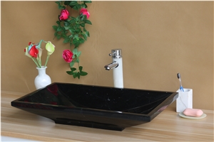 Black Marble Round Sink Nero Marquina Solid Surface Basin For Bathroom Hexagonal Sink