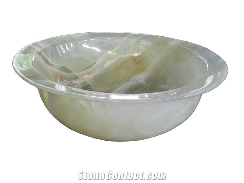 Manmad Onyx Stone Sink Light Onyx Round Sink for Bathroom Sink