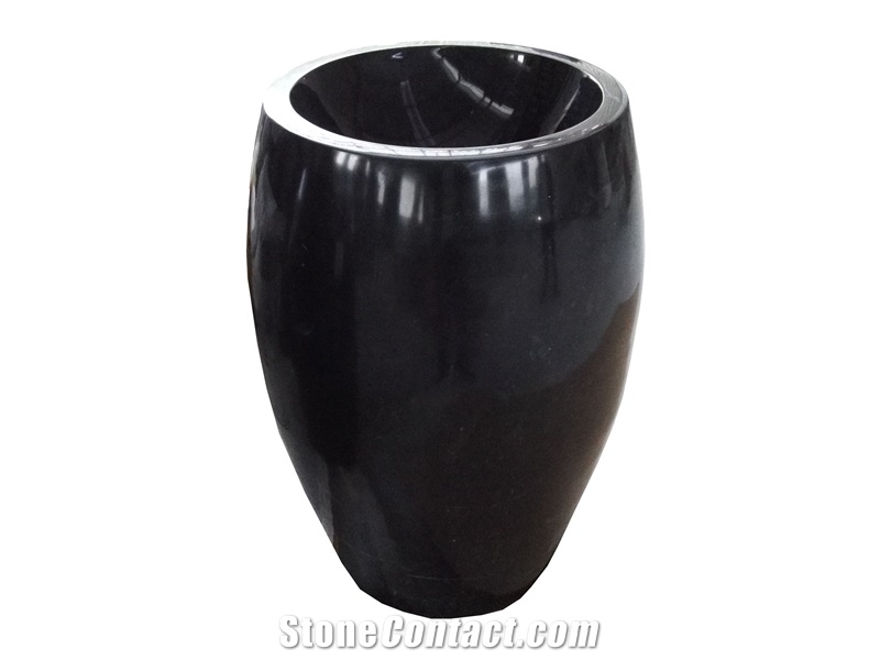 Manmade Granite Stone Sink Absolute Black Pedestal Basin for Bathroom