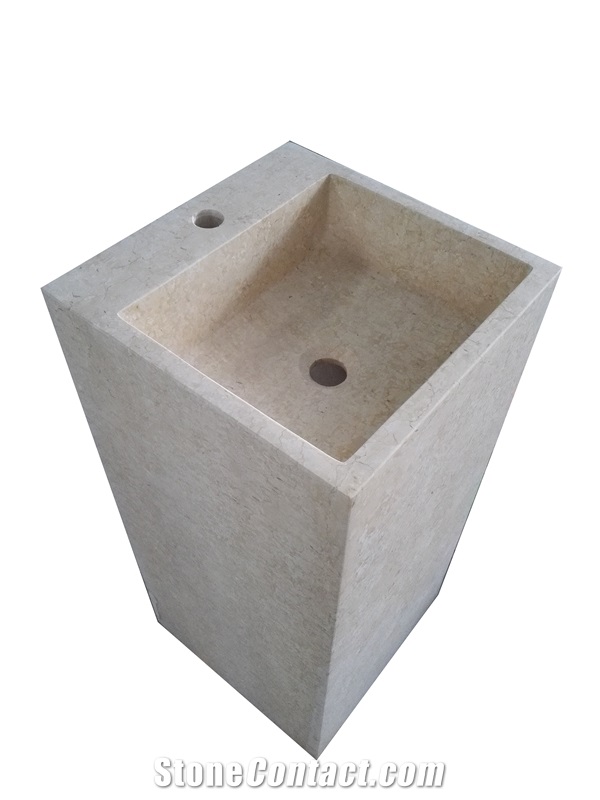 Manmade Granite Stone Sink Absolute Black Pedestal Basin for Bathroom