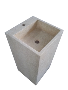 Manmade Granite Stone Sink Absolute Black Pedestal Basin for Bathroom