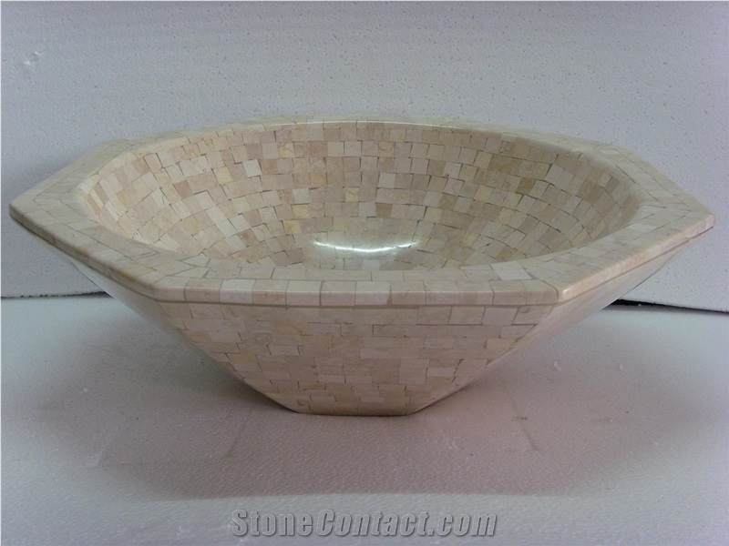 Marble Solid Surface Basin Dark Emperador Mosaic Basin For Wash Basin