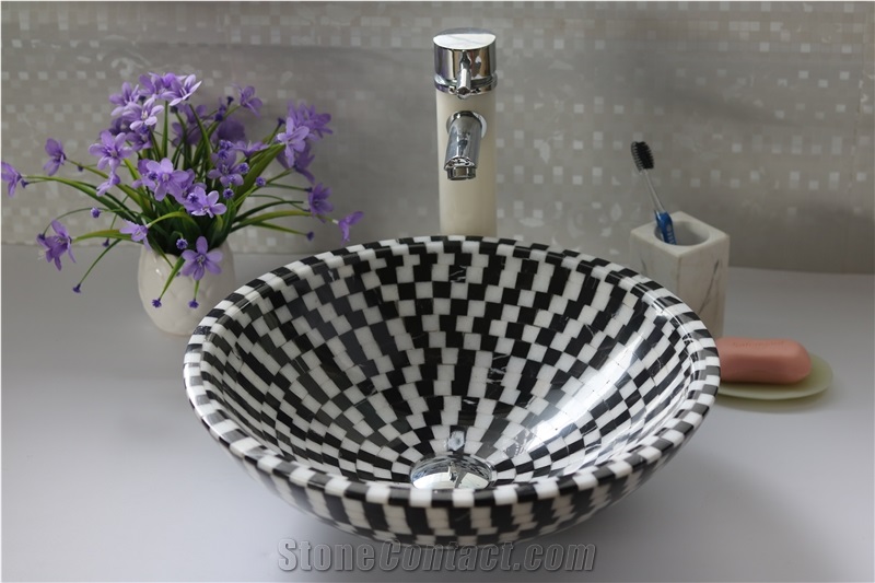 Nero Marquina Vessel Sink Black Marble Rectangle Sink for Bathroom