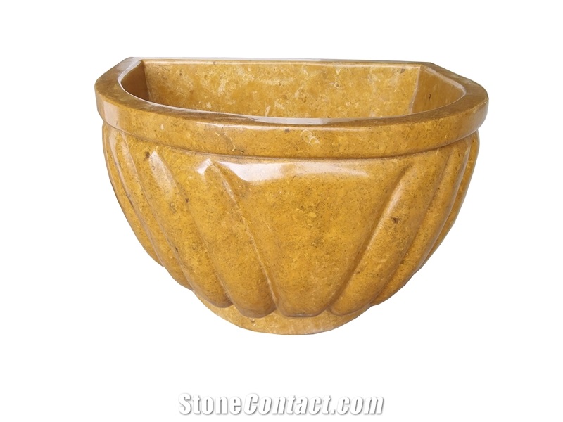 Solid Surface Beige Marble Basin Marble Bianco Perlino Round Basin for Wash Basin