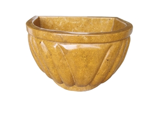 Solid Surface Beige Marble Basin Marble Bianco Perlino Round Basin for Wash Basin