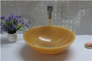 Solid Surface Yellow Onyx Sink Honey Onyx Sink for Bathroom Sink