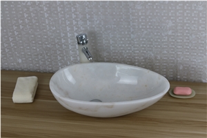 White Marble Rectangle Sink White Jade Marble Solid Surface Sink for Bathroom