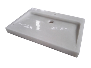 White Marble Rectangle Sink White Jade Marble Solid Surface Sink for Bathroom