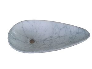 White Marble Solid Surface Sink Bianco Carrara Oval Sink for Bathroom Sink