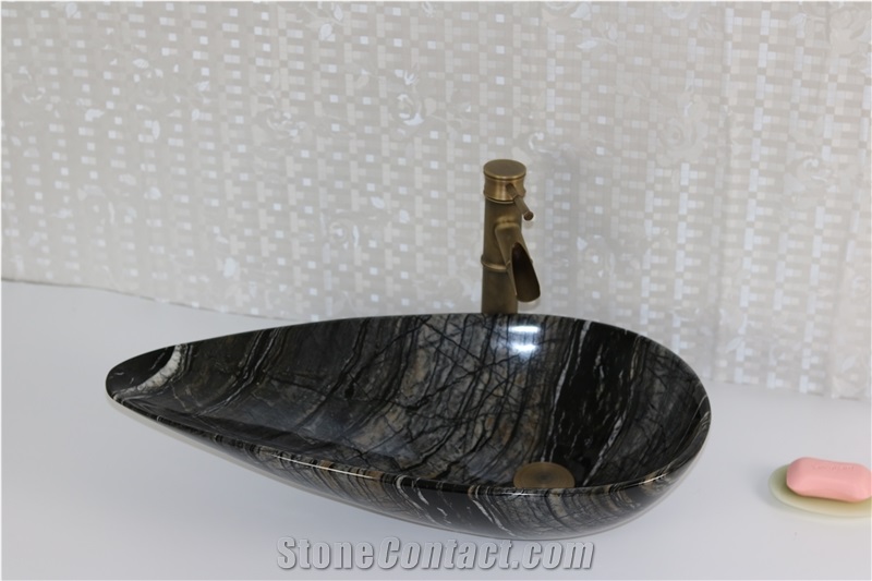 White Marble Solid Surface Sink Bianco Carrara Oval Sink for Bathroom Sink