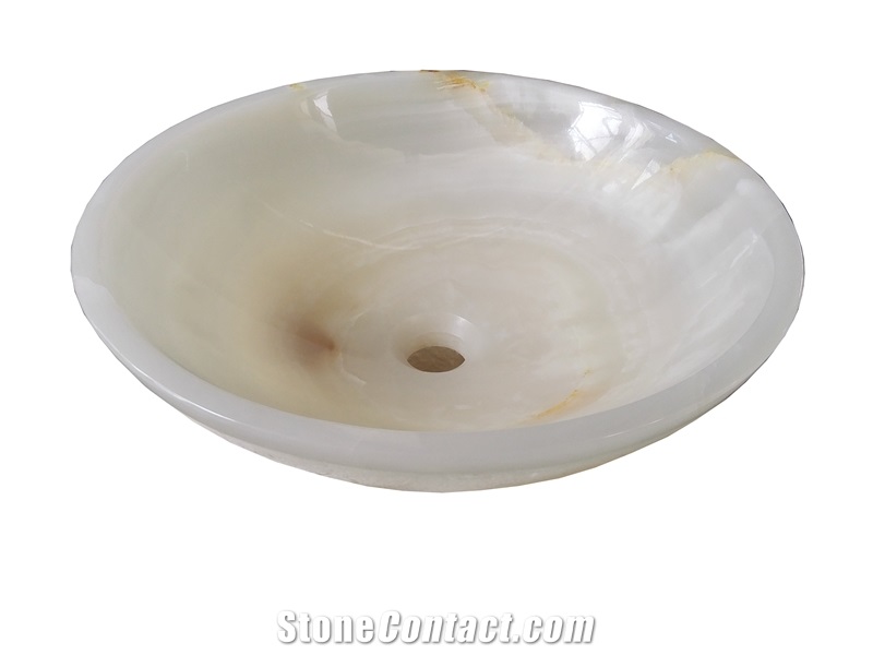 White Onyx Stone Basin White Onyx Round Basin for Bathroom