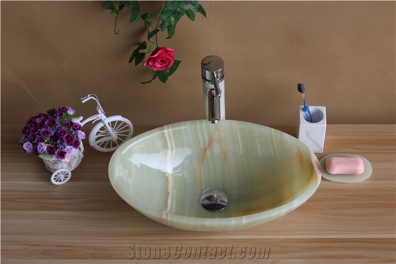 White Onyx Stone Basin White Onyx Round Basin for Bathroom