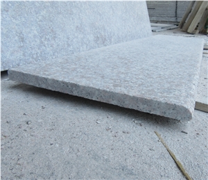 China Flamed G687 Peach Red Grantie Straight Stair Treads Bull Nose Edges, G687 Stair Riser Step Tiles, Cheap Round Edges Grantie Straight Stair