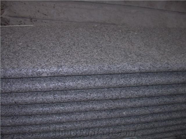 China Popular Cheap Light Grey G603 Bianco Crystal White Granite Grey Flamed Steps Stairs Treads Staircase, Natural Building Stone with Bullnose/Round Edge Threshold Riser, Quarry Owner Factory