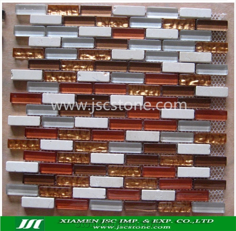 Glass and Stone Mosaic, Linear Strips Mosaic