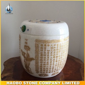 Haobo Stone White Marble Cremation Urns for Buddhists