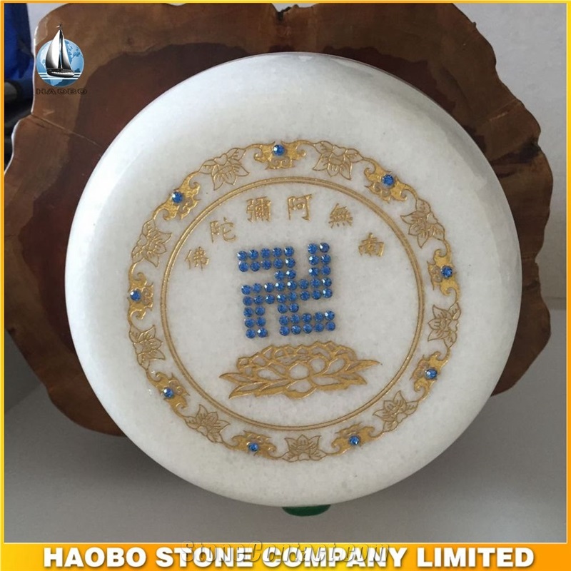 Haobo Stone White Marble Cremation Urns for Buddhists