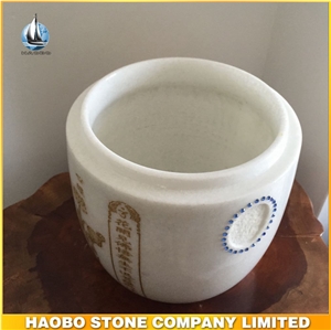 Haobo Stone White Marble Cremation Urns for Buddhists