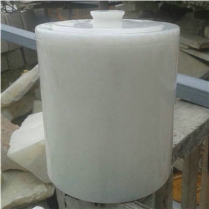 Snow White Marble Round Cemetery Urns