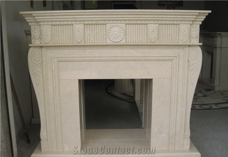 Natural Stone Fireplace,Beige Marble Fireplace,Modern Style Fireplace, European Style Fireplace, White Marble Fireplace