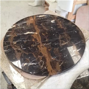 Portopo Round Table, Black Portopo Marble Tabletops, China Portoro Gold Dinner Table Tops Design