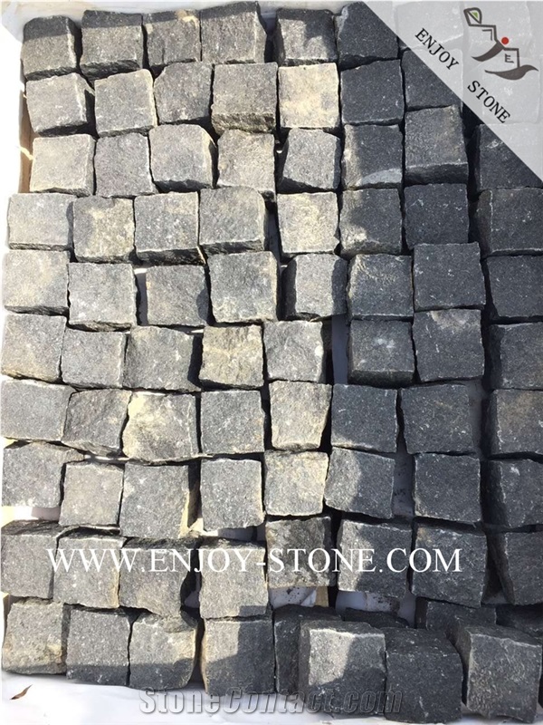 All Sides Natural Split Cobblestone G684 Fuding Black, Black Basalt, Black Pearl Basalt, Black Basalt, Natural Split Cobble/Cube Stone/Flooring/Walling/Pavers/