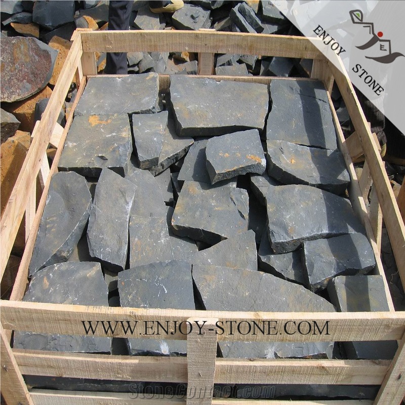 All Sides Natural Split Crazy Paver Zhangpu Black, Black Basalt,Zp Black ,All Sides Natural Split Strip/Tiles/Cut to Size/Slabs/Flooring/Walling/Pavers