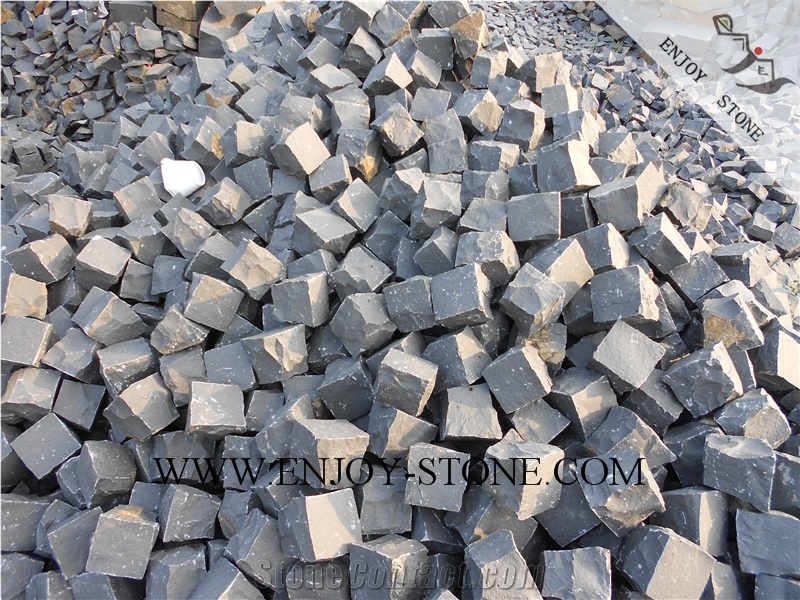All Sides Natural Split Cube/Cobble Stone Zhangpu Black, Black Basalt,Zp Black ,All Sides Natural Split Cube/Cobble/Flooring/Walling/Pavers