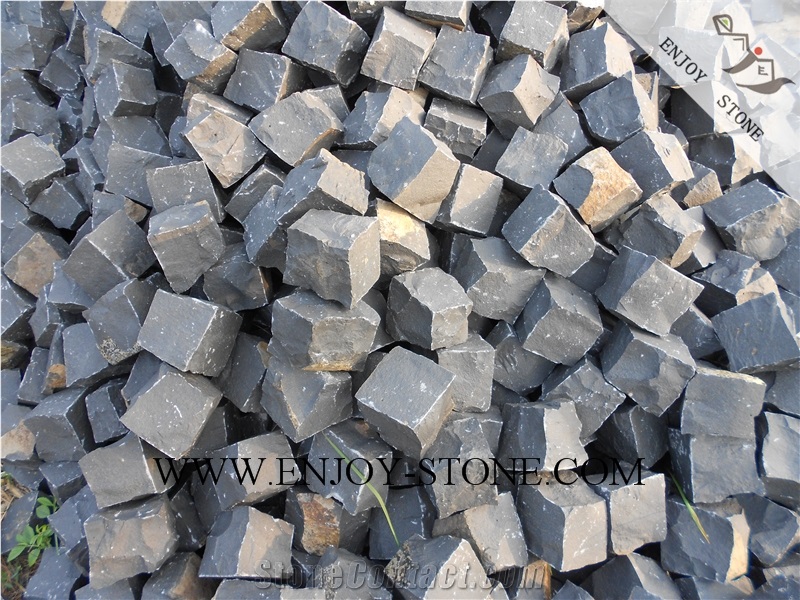 All Sides Natural Split Cube/Cobble Stone Zhangpu Black, Black Basalt,Zp Black ,All Sides Natural Split Cube/Cobble/Flooring/Walling/Pavers